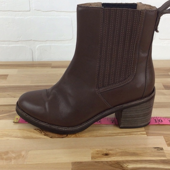 UGG maroon brown leather ankle boots chunky heeled booties rodeo southwestern 6 - Picture 12 of 15